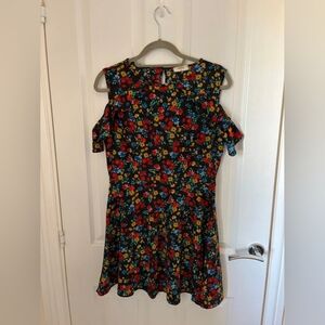 Floral Mini Dress - Black, Red, Yellow, Blue